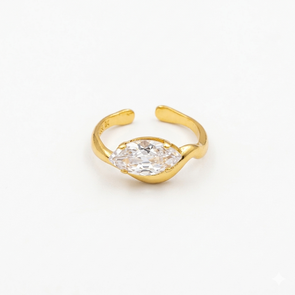 JewelMaze American Diamond Anti Tarnish Adjustable Ring