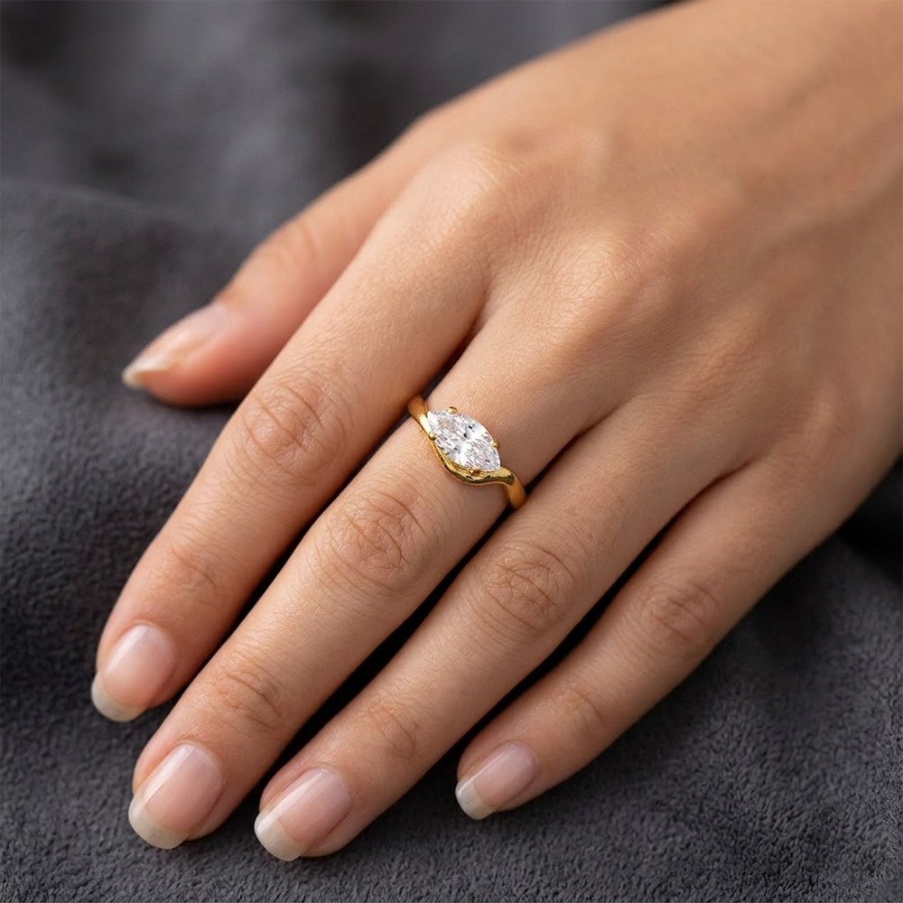 JewelMaze American Diamond Anti Tarnish Adjustable Ring