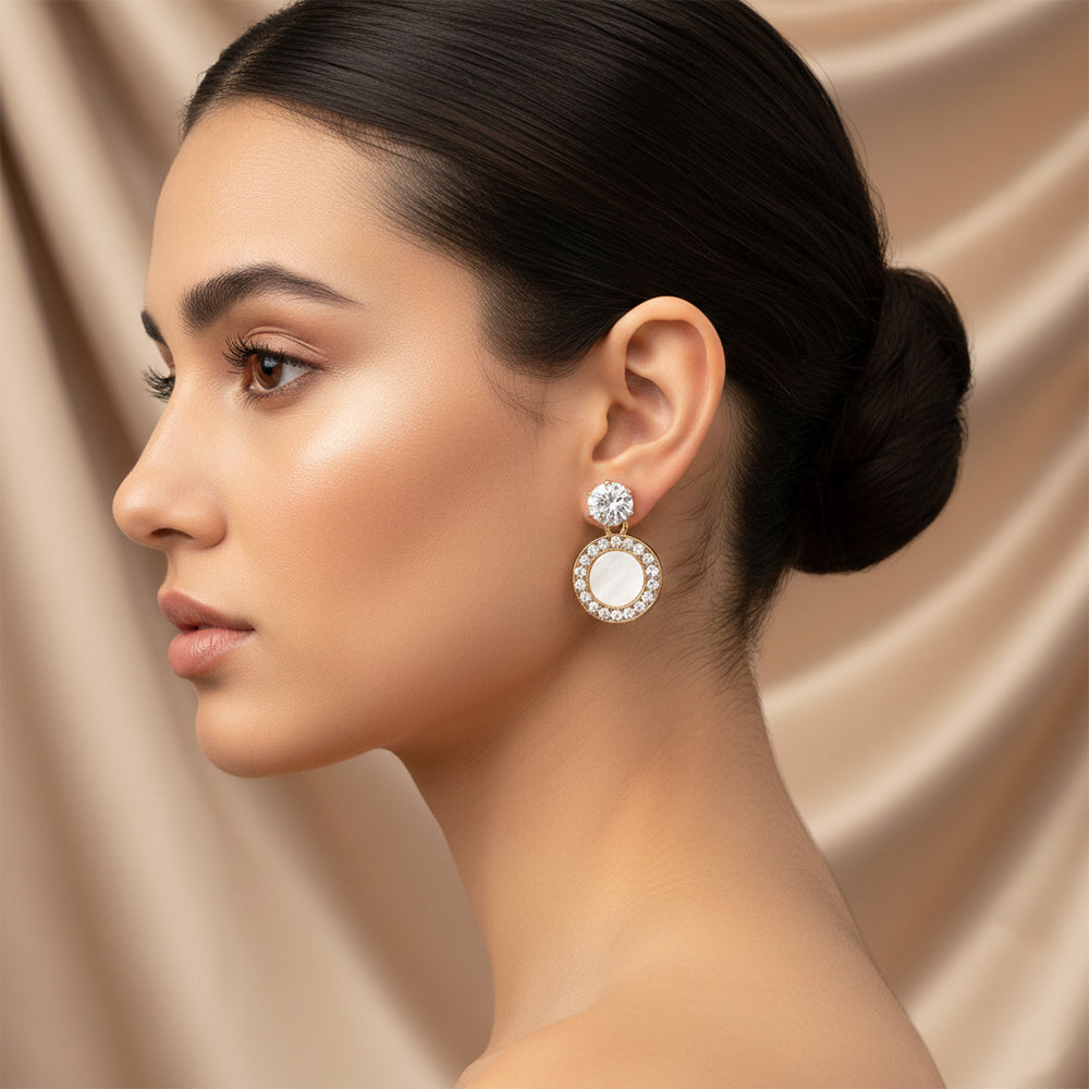 JewelMaze Set of 5 Gold Plated Multi Shapes Earrings Combo