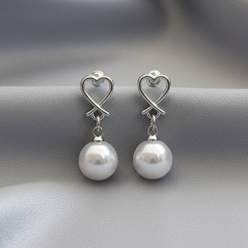 JewelMaze Set of 6 Gold And Silver Plated Pearl Drop Earrings Combo