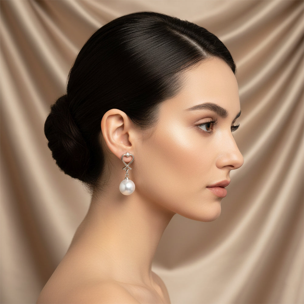 JewelMaze Set of 6 Gold And Silver Plated Pearl Drop Earrings Combo