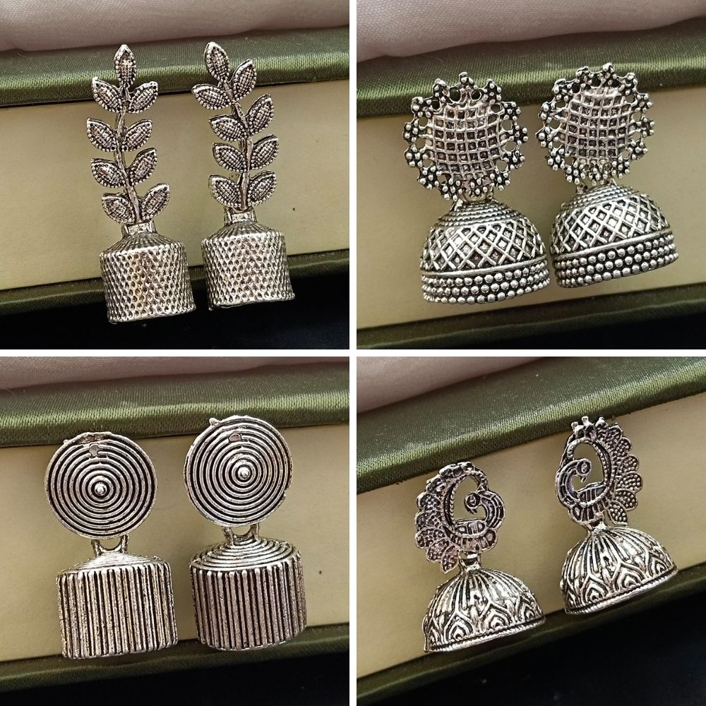 JewelMaze Set of 4 Earrings Combo - 1004005