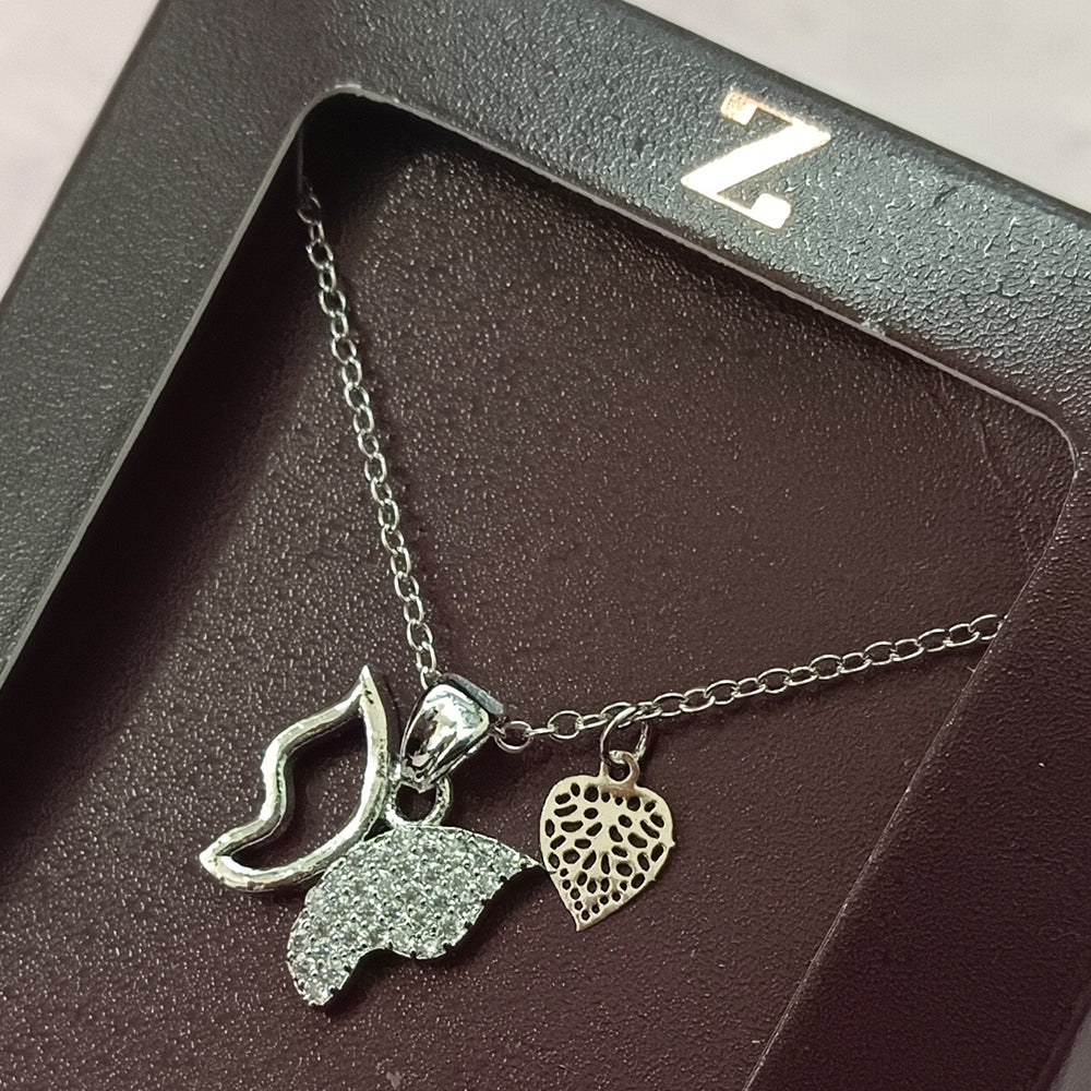 The Z Collection AD Diamond Angel Wing & Butterfly Chain  Pendants Combo