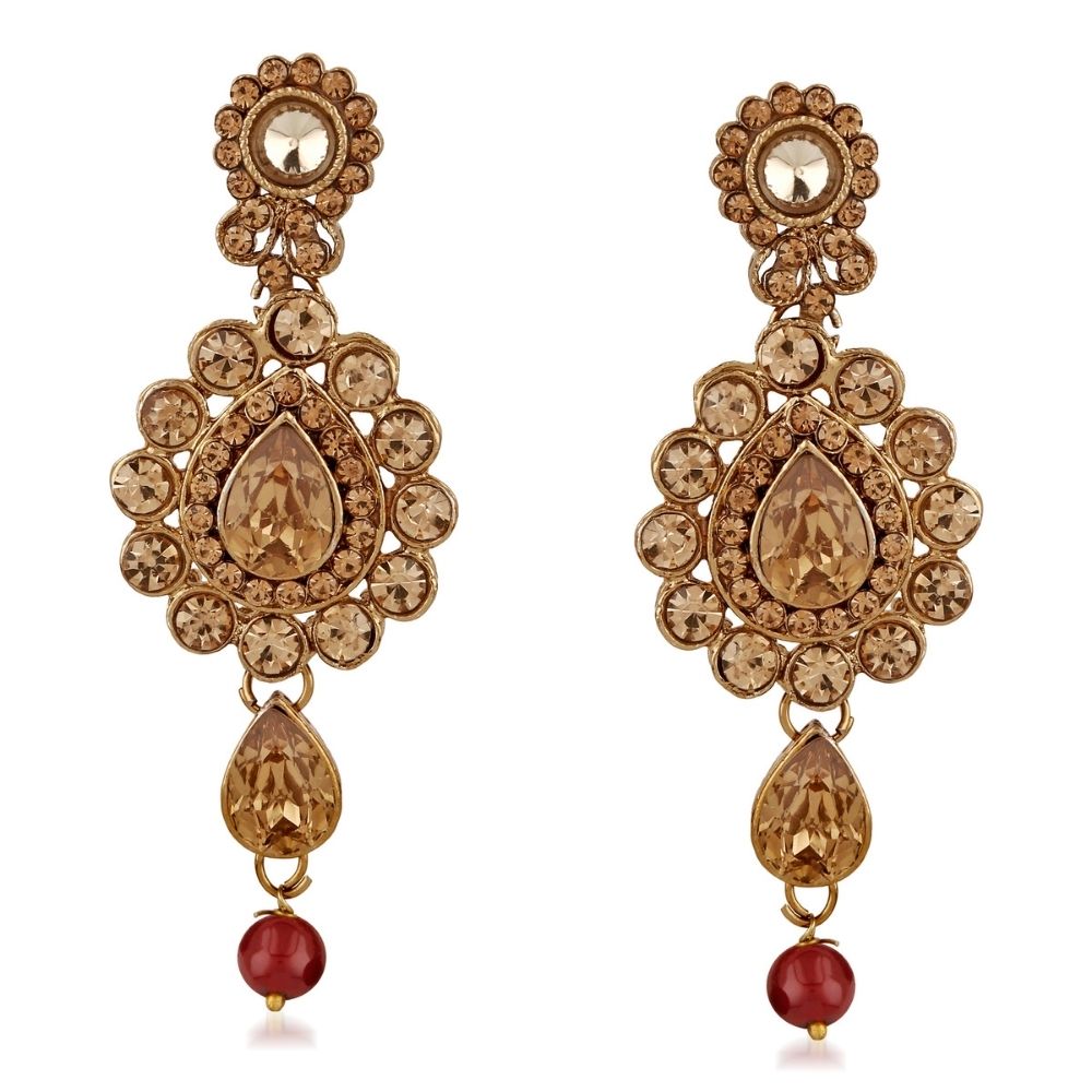 JewelMaze Premium Polki Kundan Multi-Layer Bridal Necklace Set