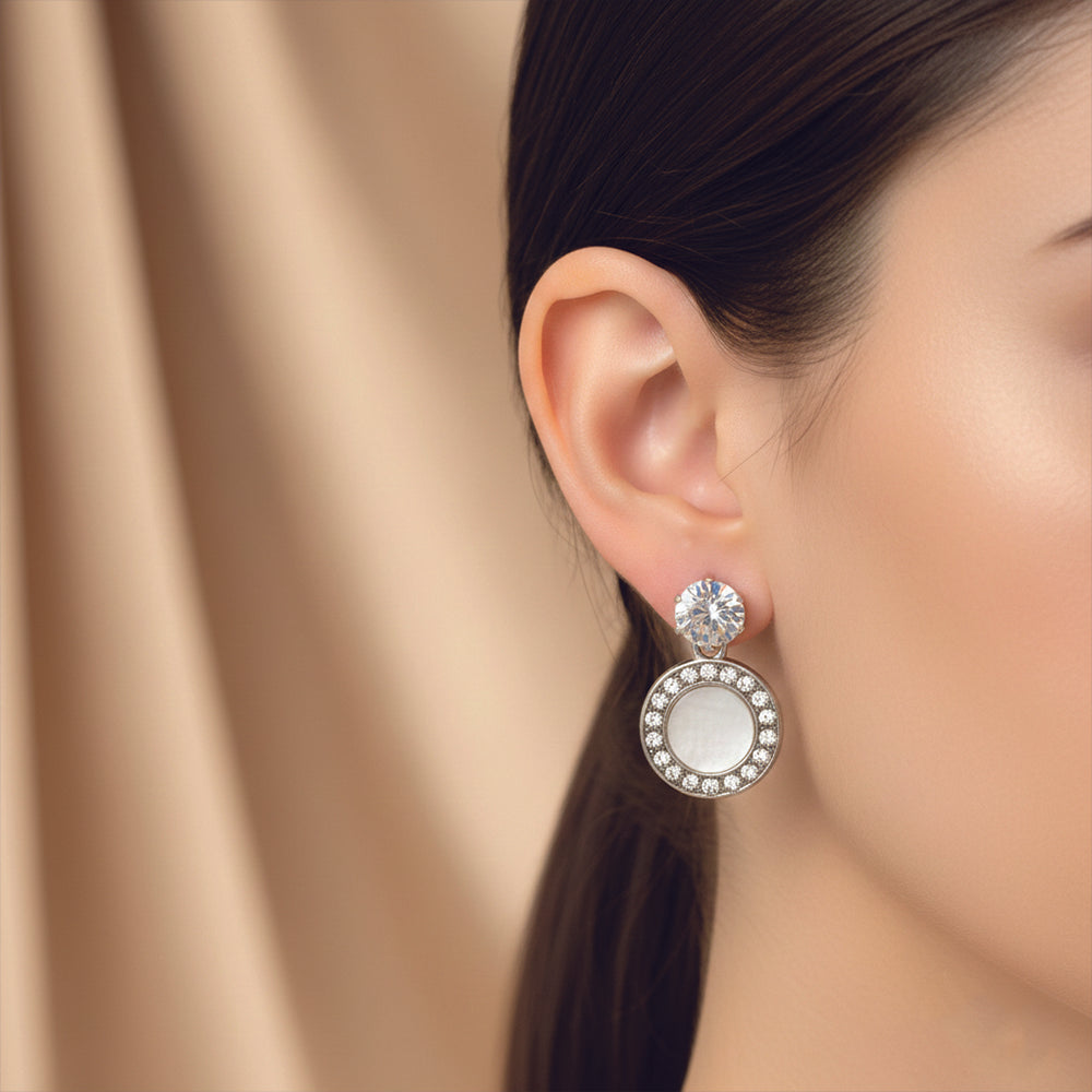 JewelMaze Set of 5 Silver Plated Multi Shapes Earrings Combo