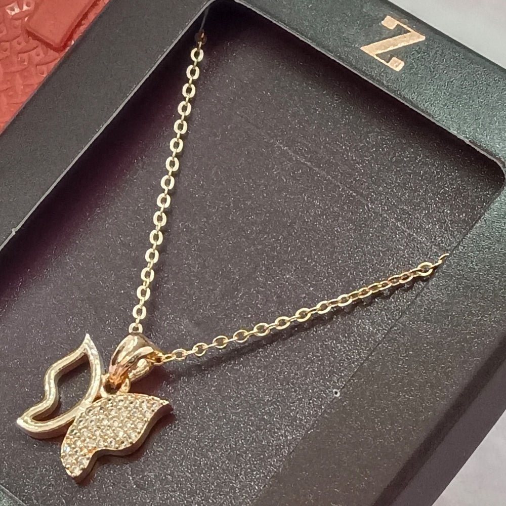 The Z Collection AD Diamond Angel Wing & Butterfly Chain  Pendants Combo