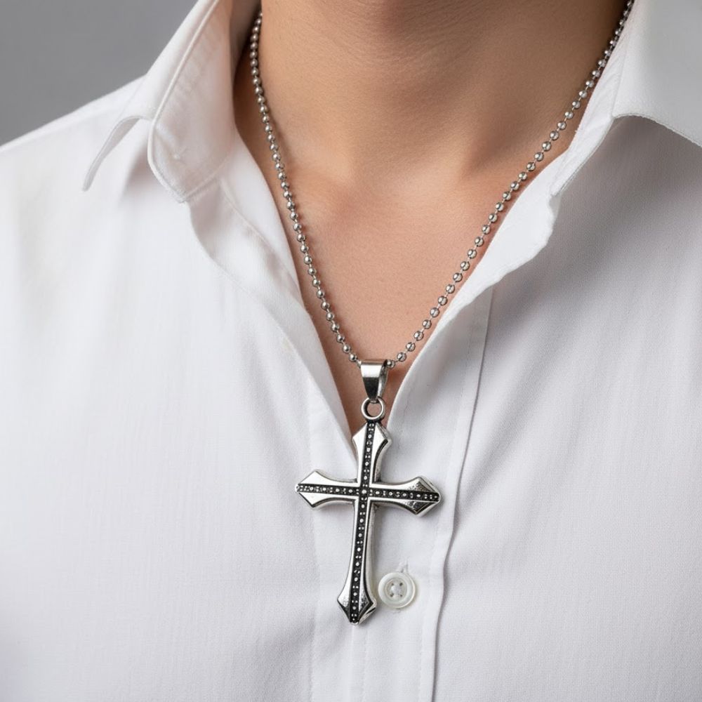 JewelMaze Cross Necklace for Men