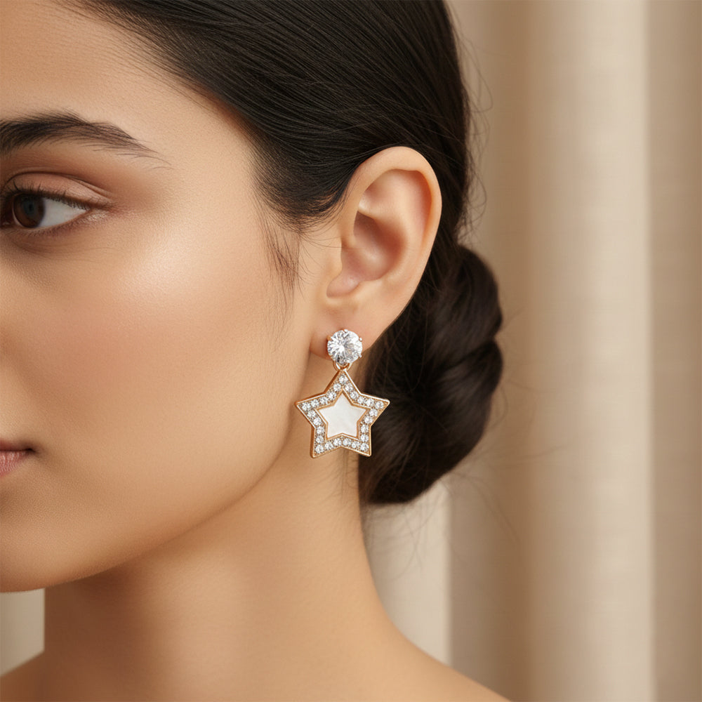 JewelMaze Set of 5 Gold Plated Multi Shapes Earrings Combo