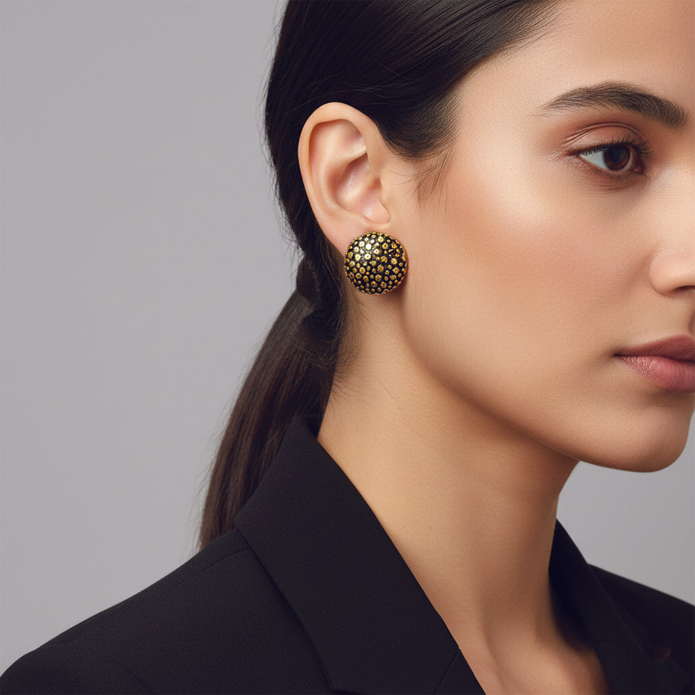 JewelMaze Set of 5 Antique Gold Plated Earring Stud Combo