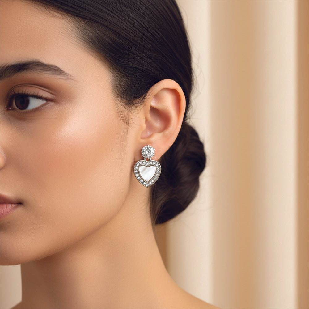 JewelMaze Set of 5 Silver Plated Multi Shapes Earrings Combo