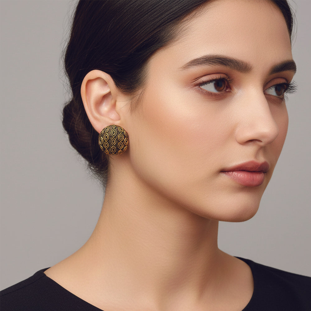 JewelMaze Set of 5 Antique Gold Plated Earring Stud Combo