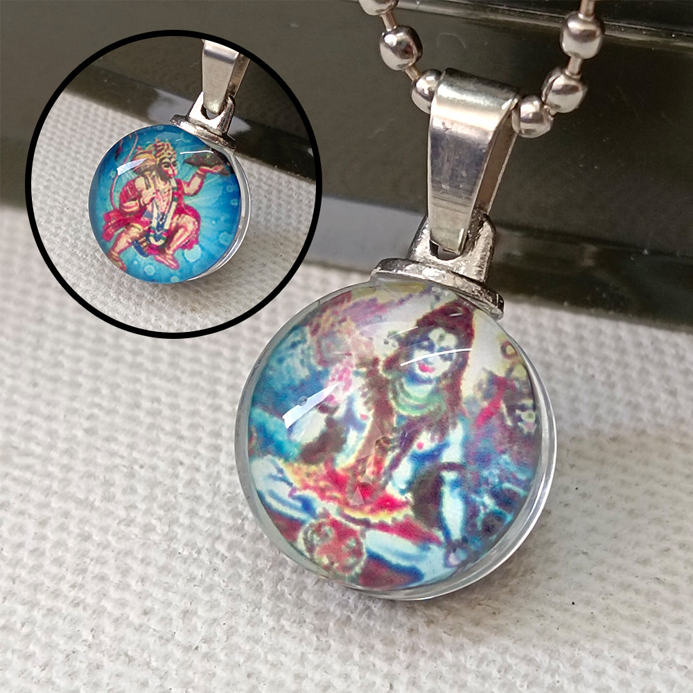 JewelMaze Hanuman and Lord Shiva Mahadev Chain Pendant