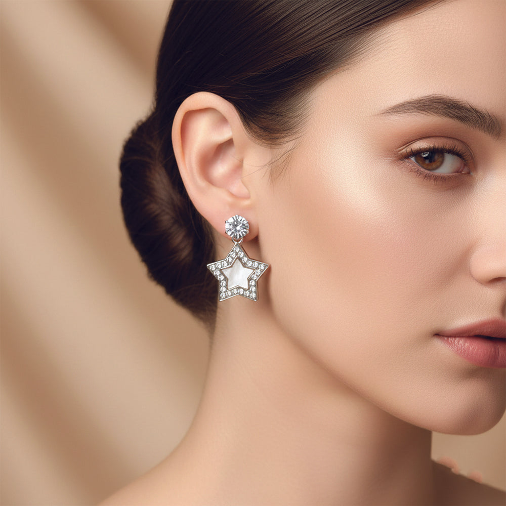 JewelMaze Set of 5 Silver Plated Multi Shapes Earrings Combo