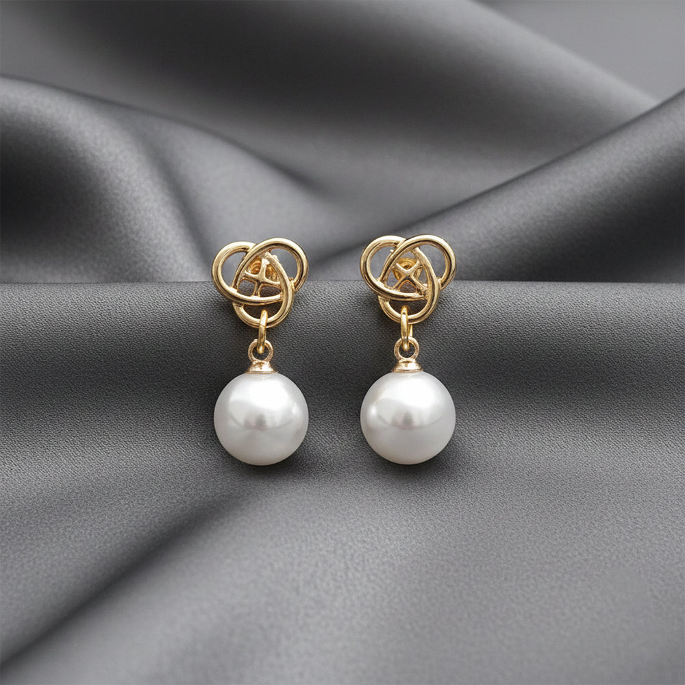 JewelMaze Set of 6 Gold And Silver Plated Pearl Drop Earrings Combo