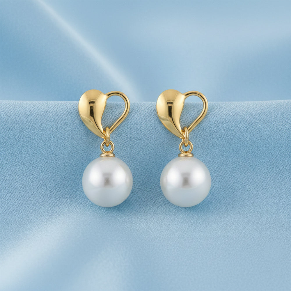 JewelMaze Set of 4 Gold And Silver Plated Pearl Drop Earrings Combo