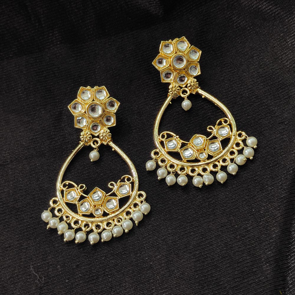 JewelMaze Gold Plated Kundan Stone Dangler Earrrings - 8909130262826