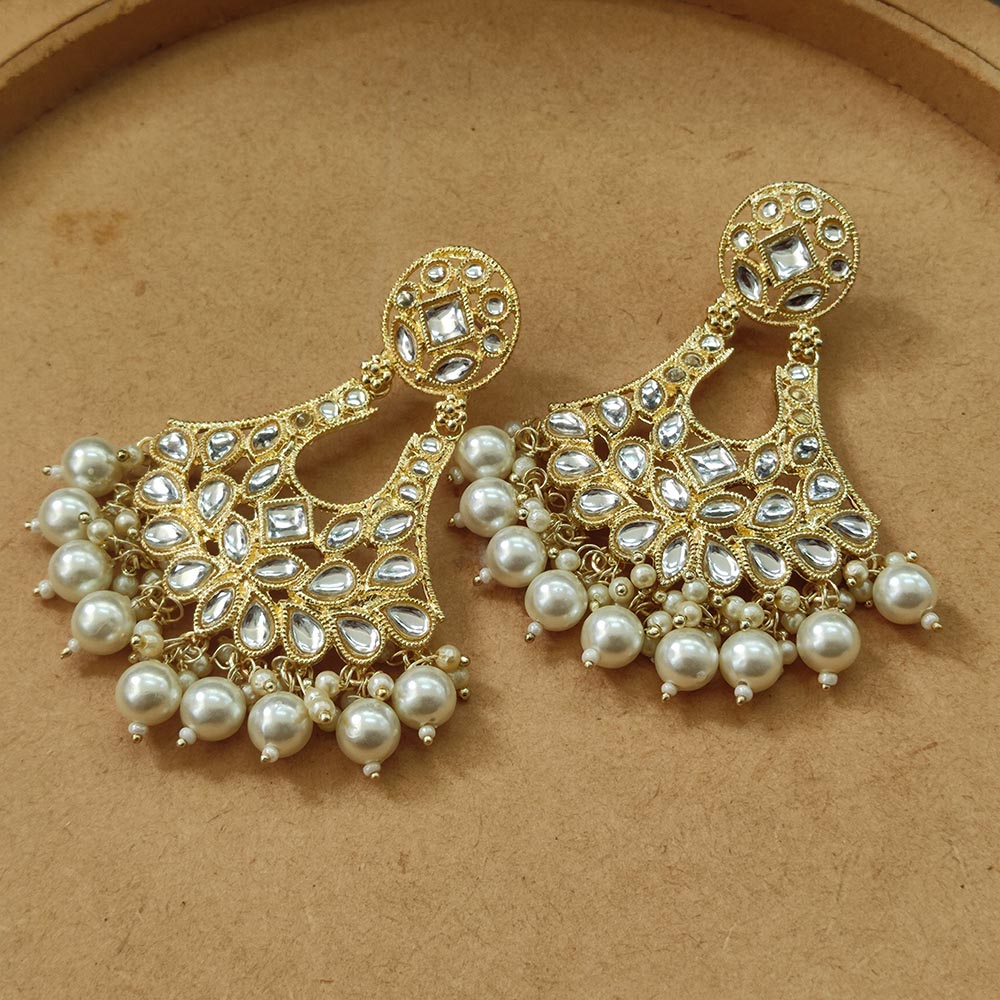JewelMaze Gold Plated Kundan Stone Dangler Earrrings - 8909130262833