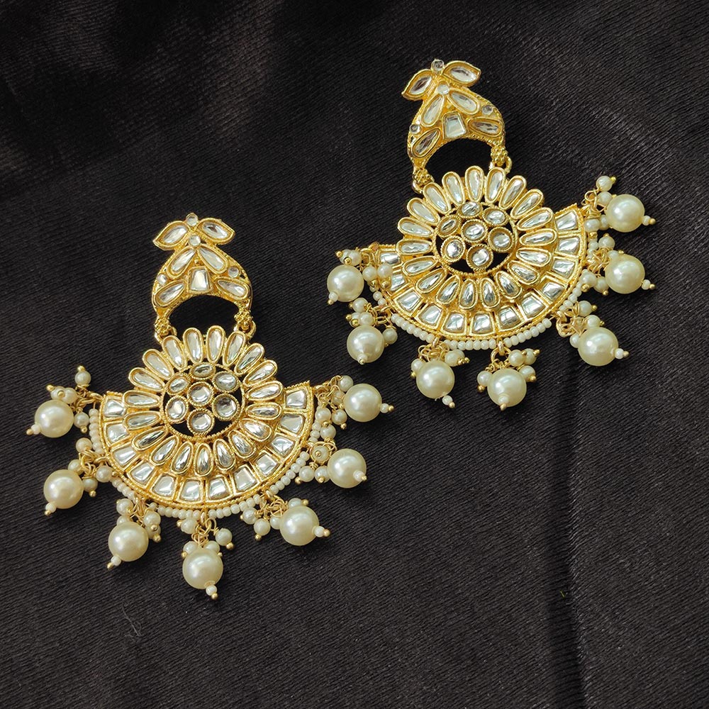JewelMaze Gold Plated Kundan Stone Dangler Earrrings - 8909130262857