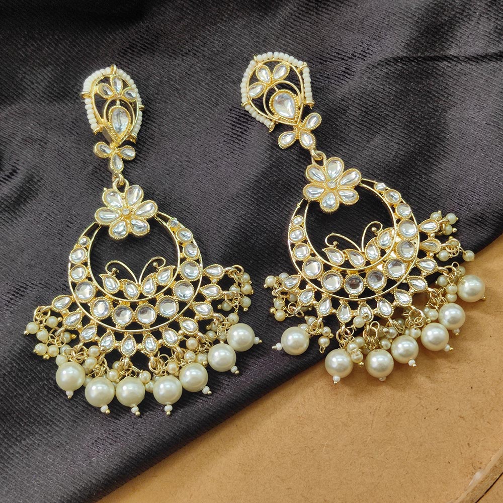 JewelMaze Gold Plated Kundan Stone Dangler Earrrings - 8909130262864