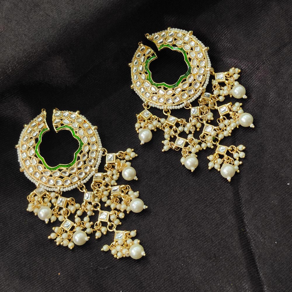 JewelMaze Gold Plated Kundan Stone Dangler Earrrings - 8909130262888