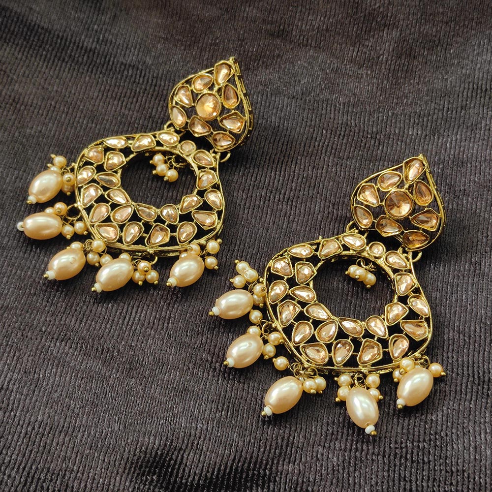 JewelMaze Gold Plated Kundan Stone Dangler Earrrings - 8909130262932