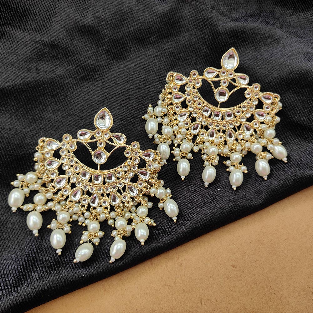 JewelMaze Gold Plated Kundan Stone Dangler Earrrings - 8909130262949
