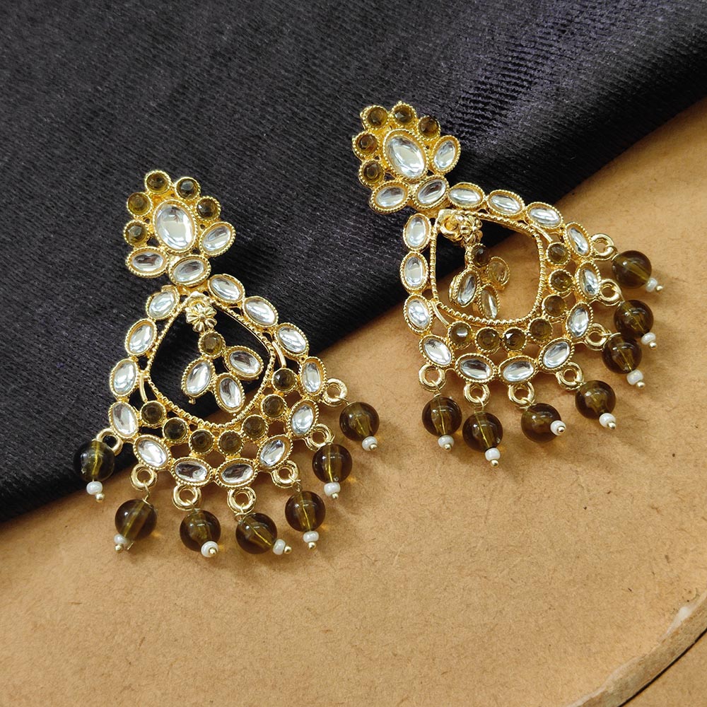 JewelMaze Gold Plated Kundan Stone Dangler Earrrings - 8909130262956
