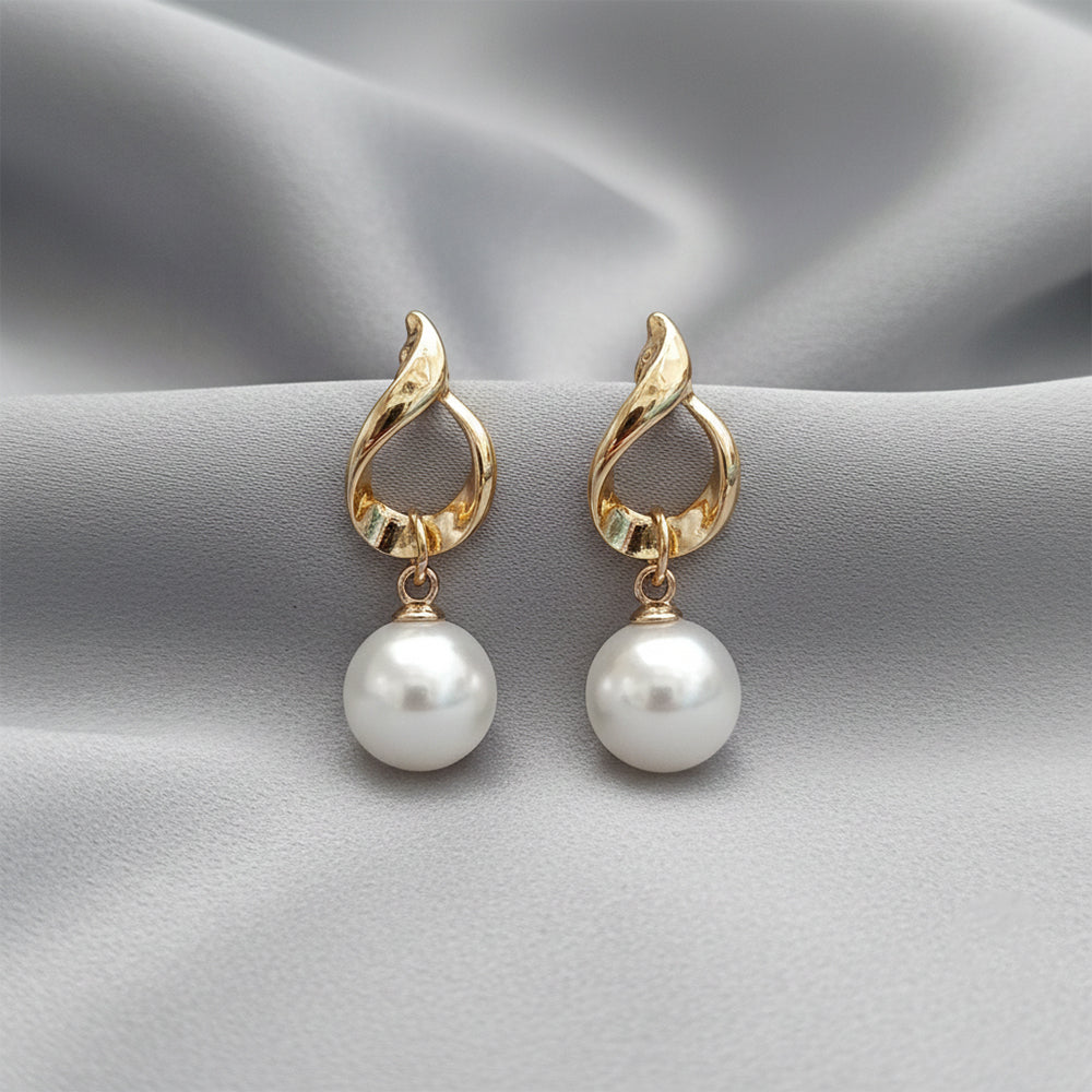 JewelMaze Set of 6 Gold And Silver Plated Pearl Drop Earrings Combo
