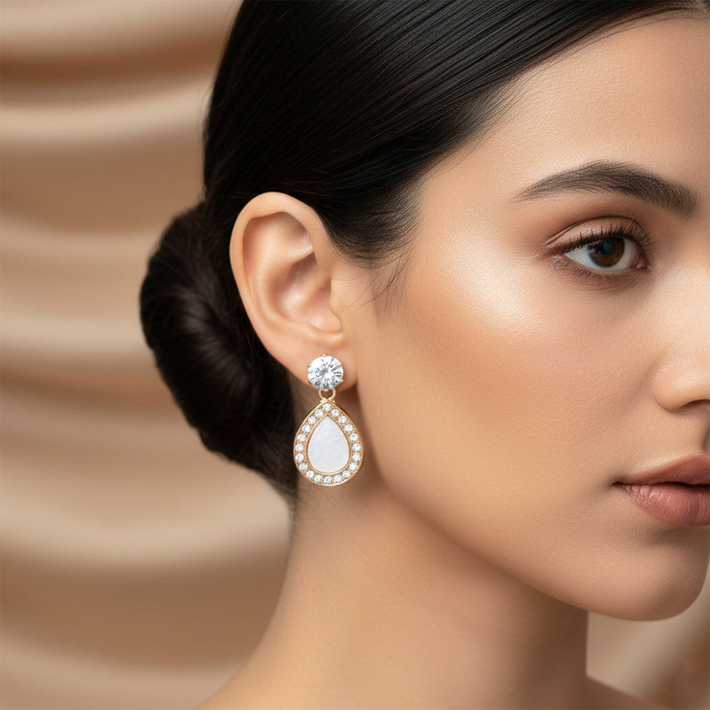 JewelMaze Set of 5 Gold Plated Multi Shapes Earrings Combo