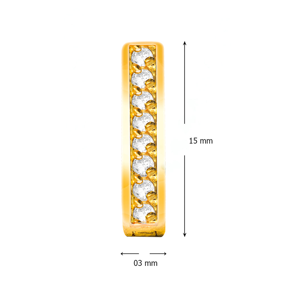 Mahi Gold Plated Single Line Crystals Hoop Bali Piercing Mens Earrings (BB1101002G)