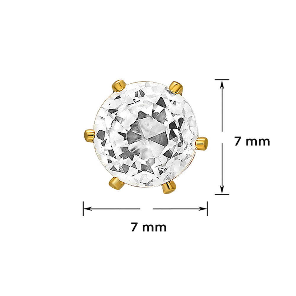 Mahi Gold Plated Sparkling Single Crystal Round Single Stud Mens Earring (BB1101005G)