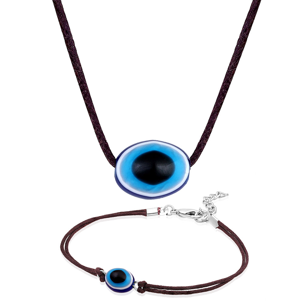 Mahi Combo of Evil Eye Pendant & Anklet with Beads for Women (CO1105583R)