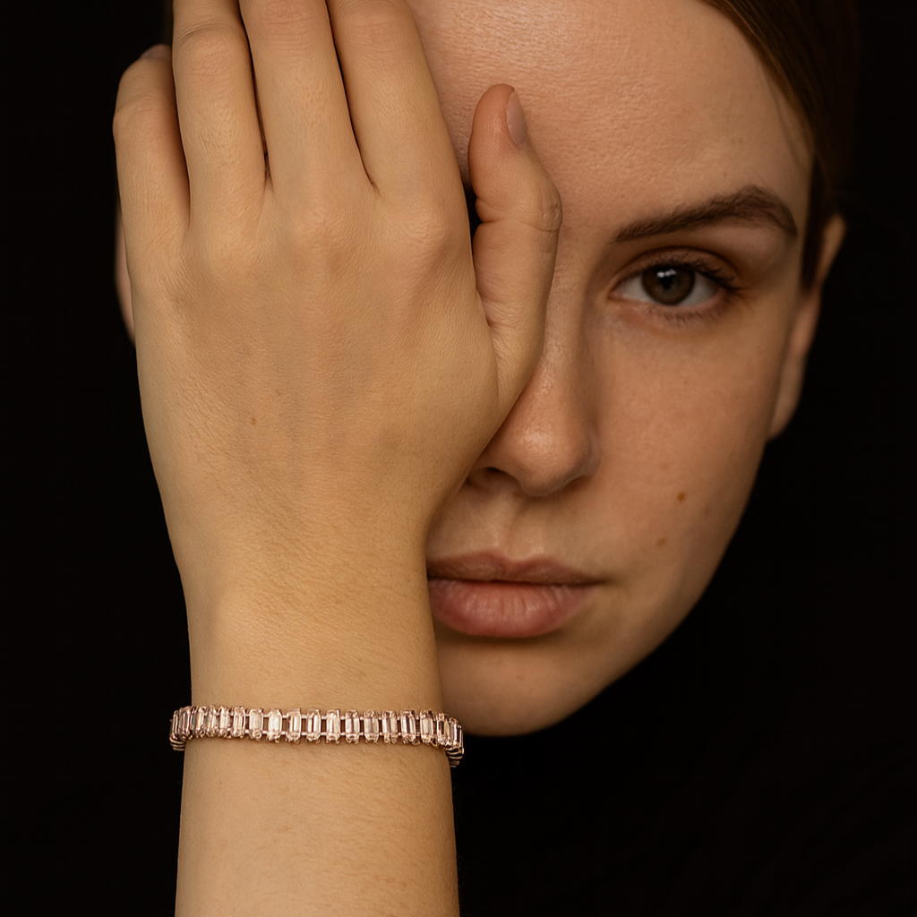JewelMaze Rose Gold Plated Crystal Bracelet - 1404922RG