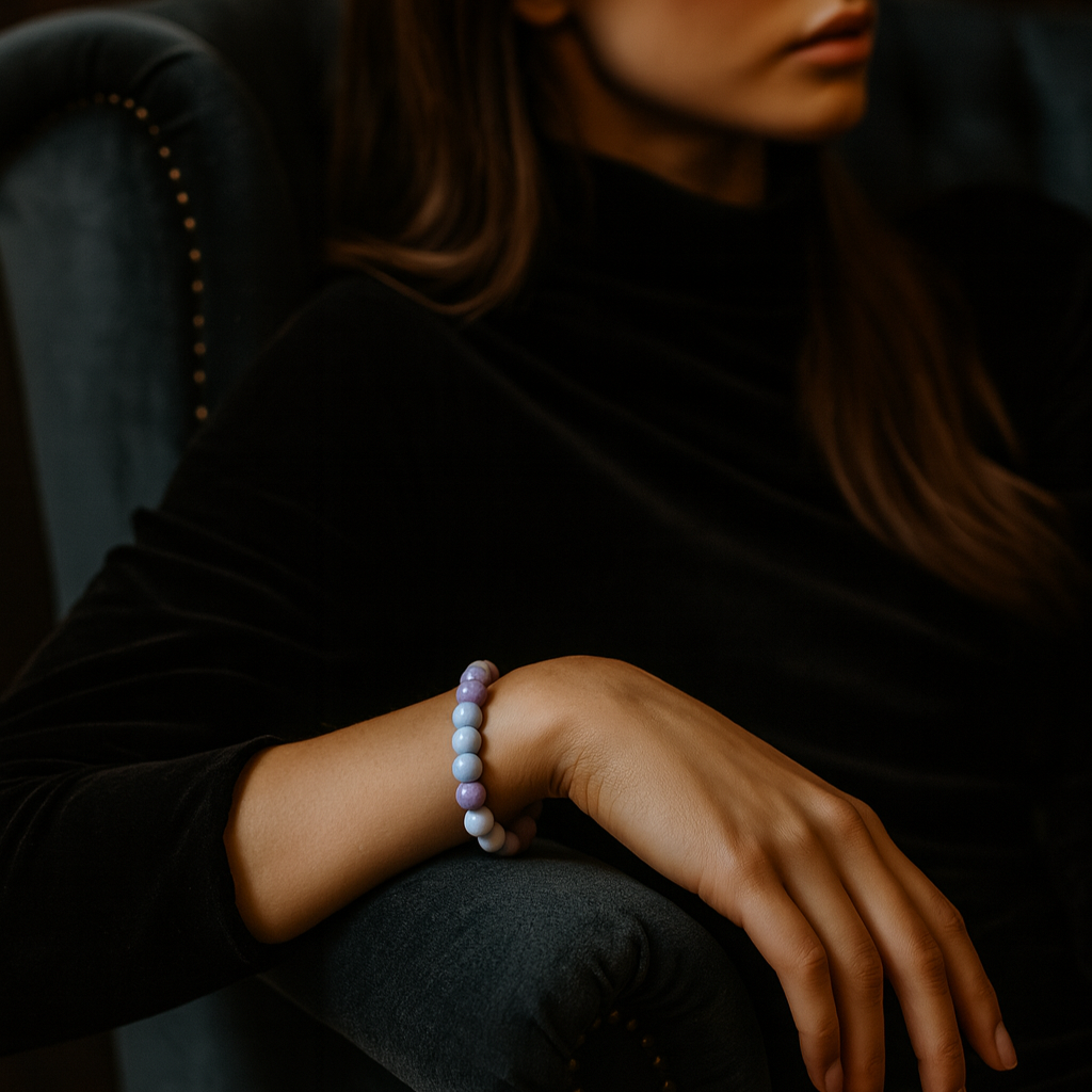 JewelMaze Light Purple Glass Beads Bracelet - 1405102
