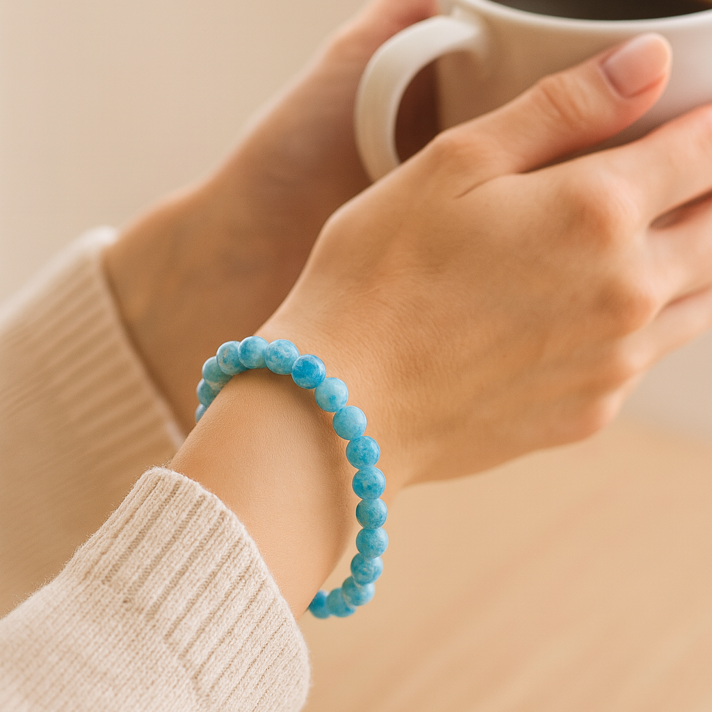 JewelMaze Blue Glass Beads Bracelet - 1405114