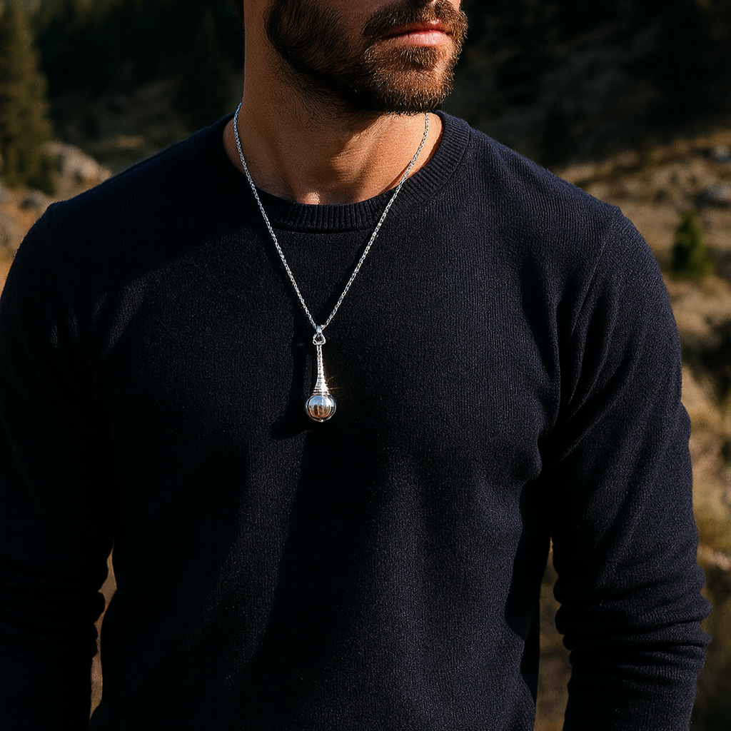 JewelMaze Hanuman Gada Silver Pendant with ball chain For Unisex