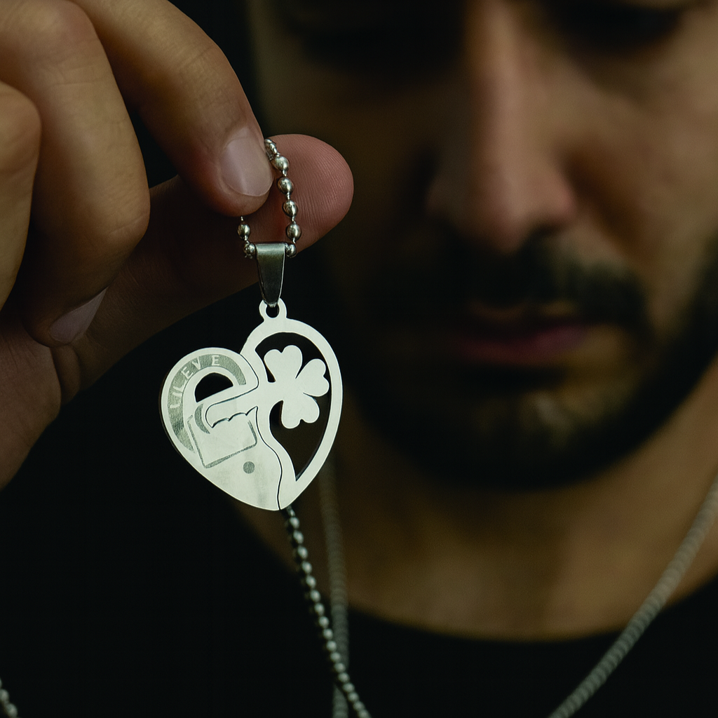 JewelMaze Heart Key " I LOVE YOU " Chain Pendant