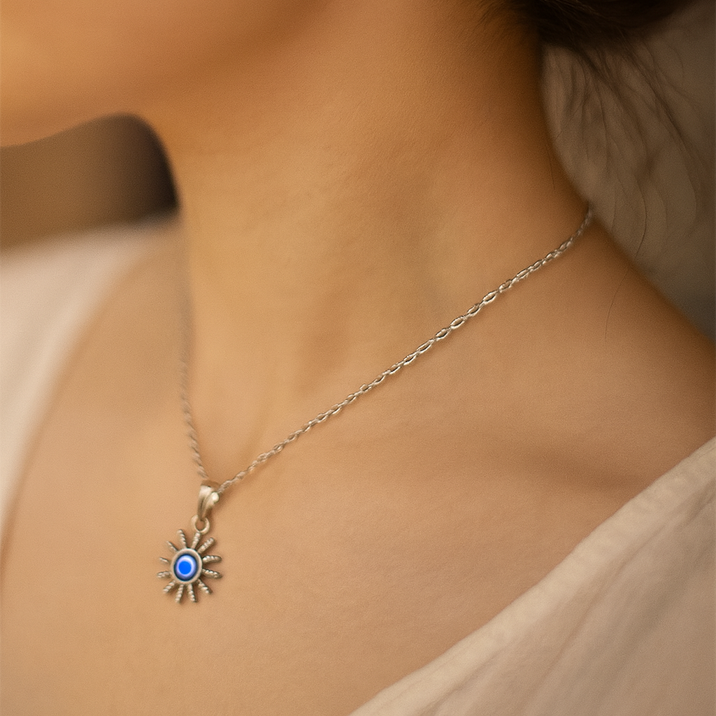 JewelMaze Star Shaped Evil Eye Chain Pendant - 1405019