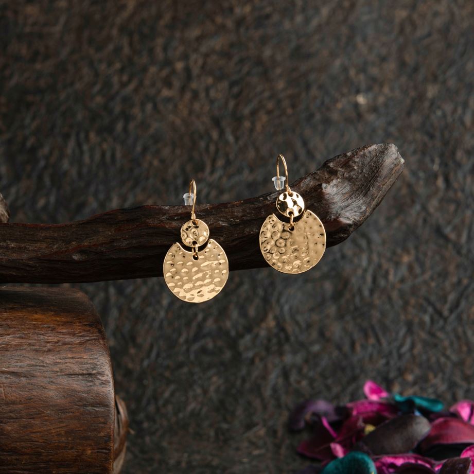 JewelMaze Gold Plated Hand Crafted Geometric Shaped Drop Earring