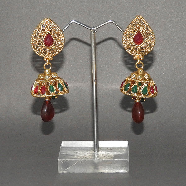 JewelMaze Green Pota Stone Copper Necklace Set