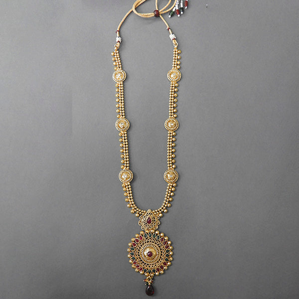 JewelMaze Green Pota Stone Copper Necklace Set