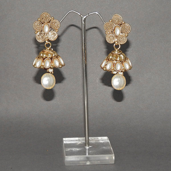 JewelMaze White Pota Stone Copper Necklace Set