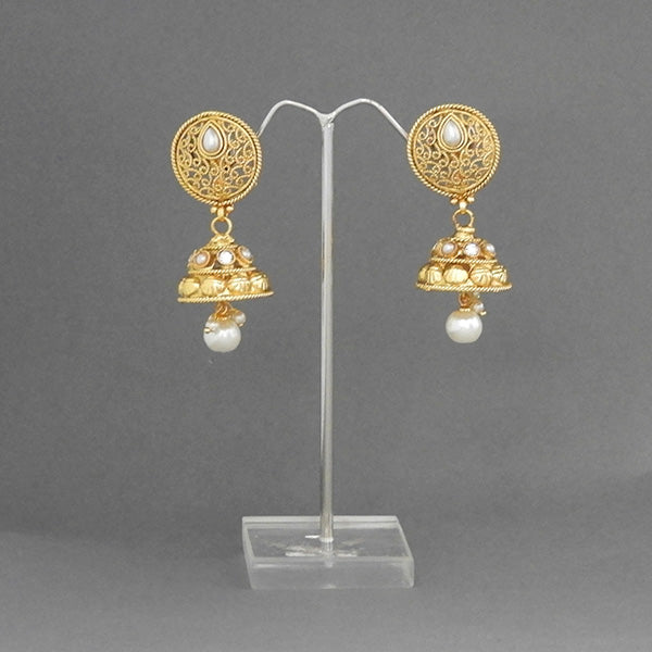 JewelMaze White Pota And Austrian Stone Copper Necklace Set