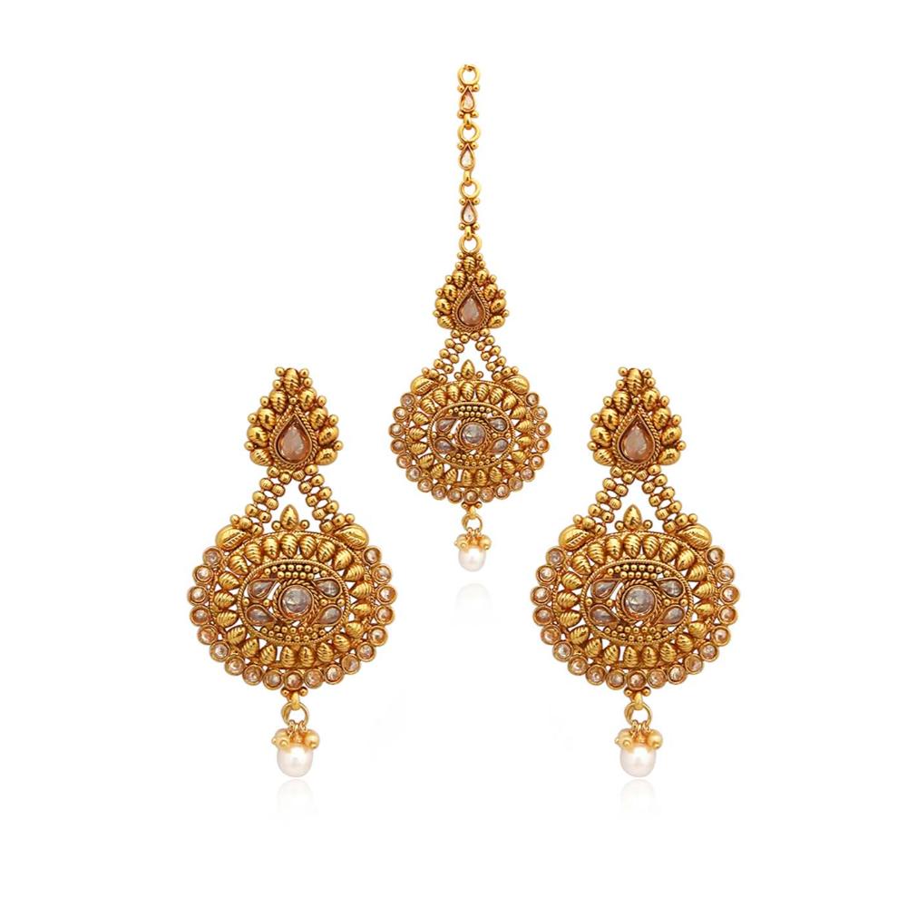 JewelMaze AD Stone Copper Dangler Earrings