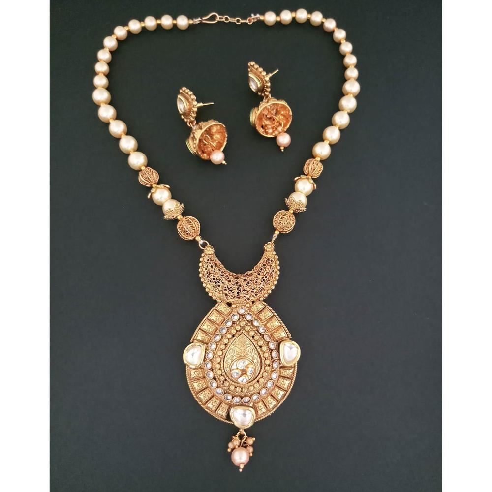 JewelMaze AD Stone Copper Choker Necklace Set