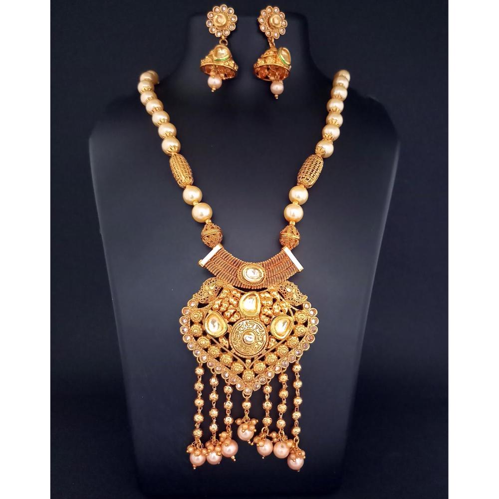 JewelMaze AD Stone Pearl Copper Choker Necklace