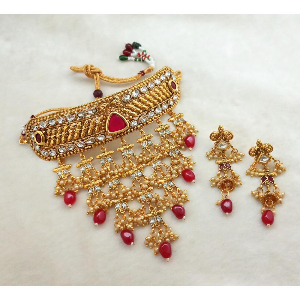 JewelMaze AD Stone Choker Copper Necklace Set