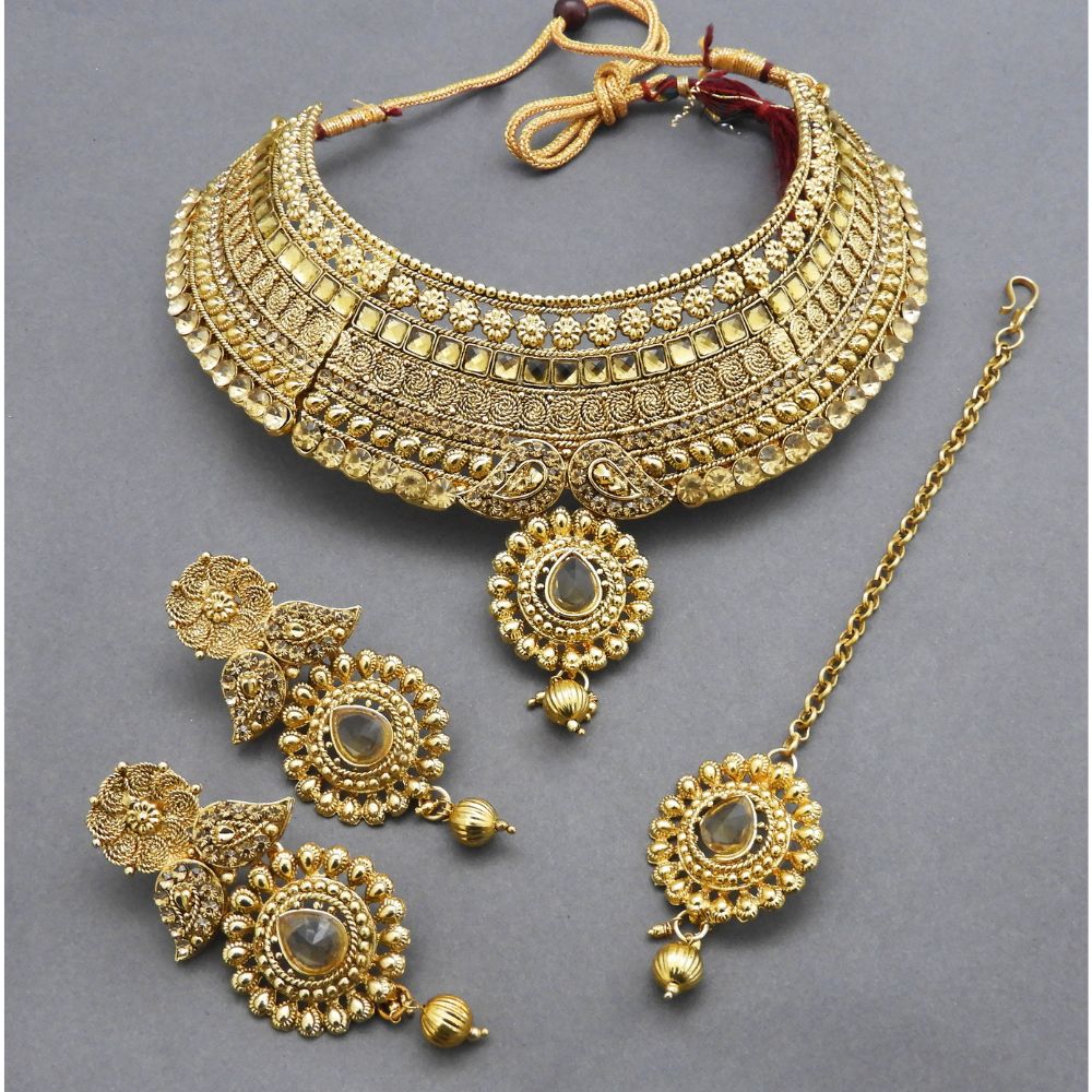 JewelMaze Designer Austrian Stone Choker Necklace Set For Wedding