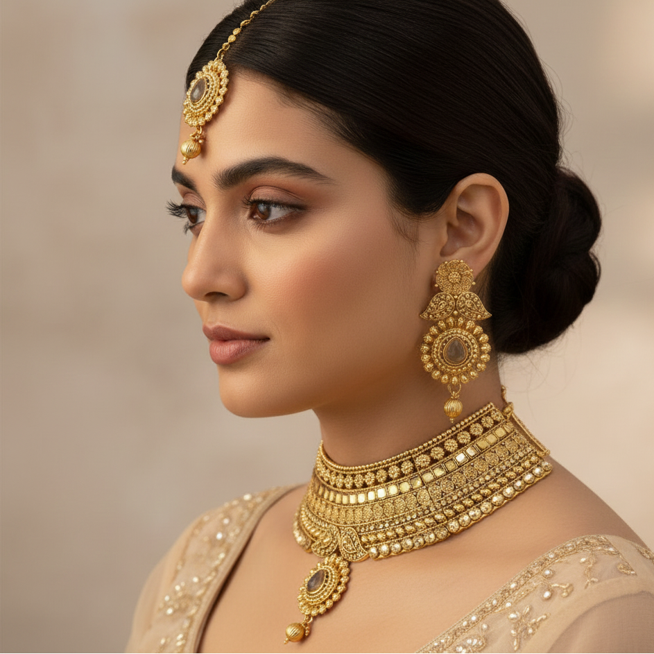 JewelMaze Designer Austrian Stone Choker Necklace Set For Wedding