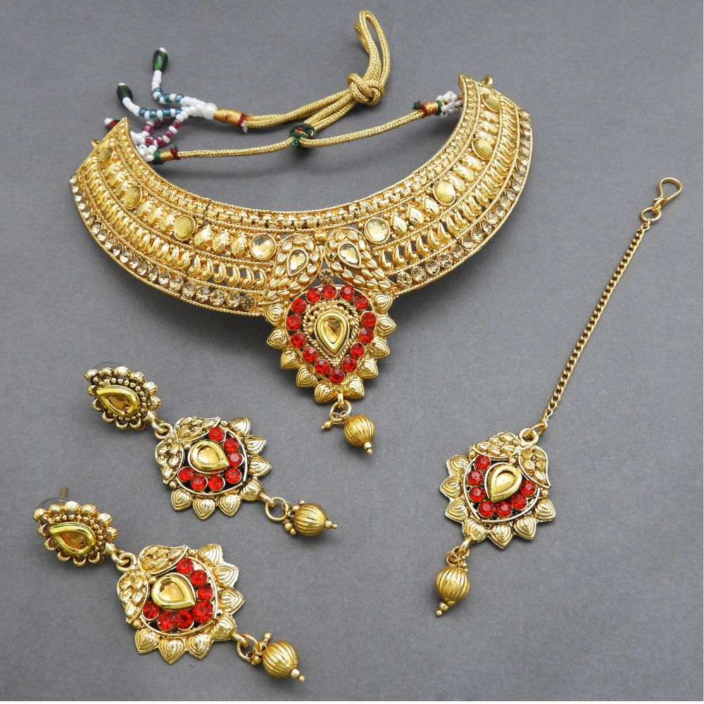 JewelMaze Designer Austrian Stone Choker Necklace Set For Wedding
